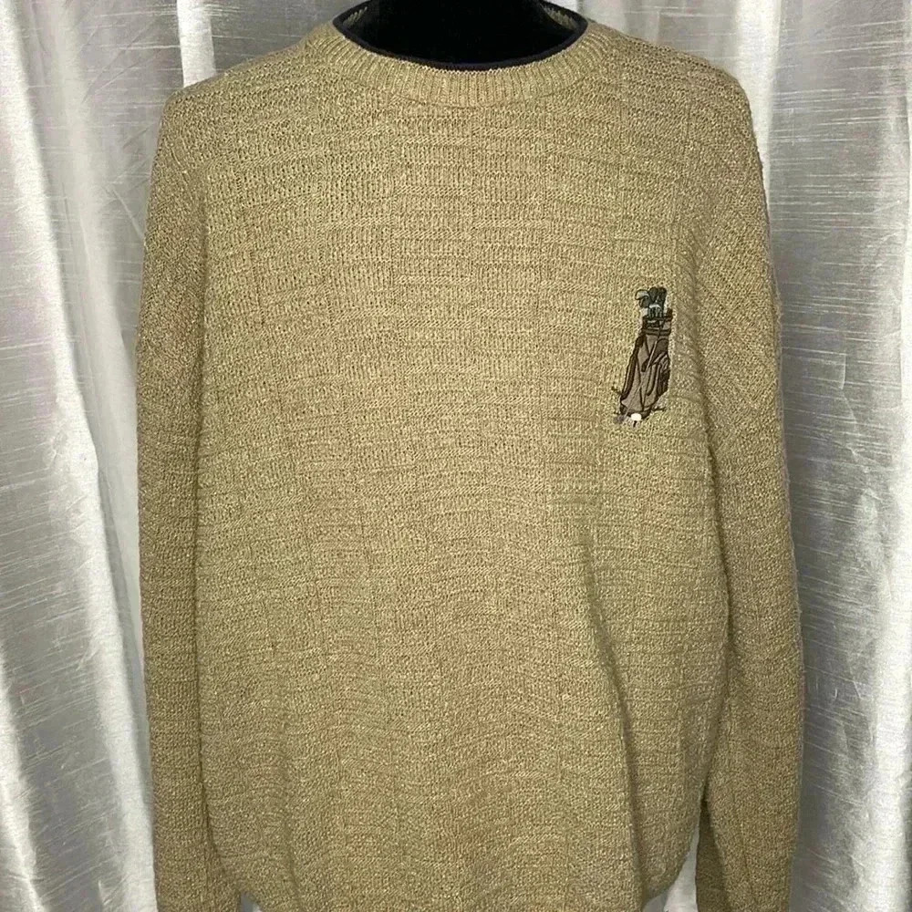 Fairway Sport Men’s Large Embroidered Textured Crewneck Long Sleeve Sweater